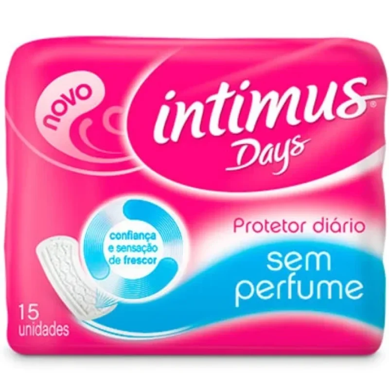 Protetor Diário Intimus Cuidado Diário sem Abas sem Perfume, com 15 unidades