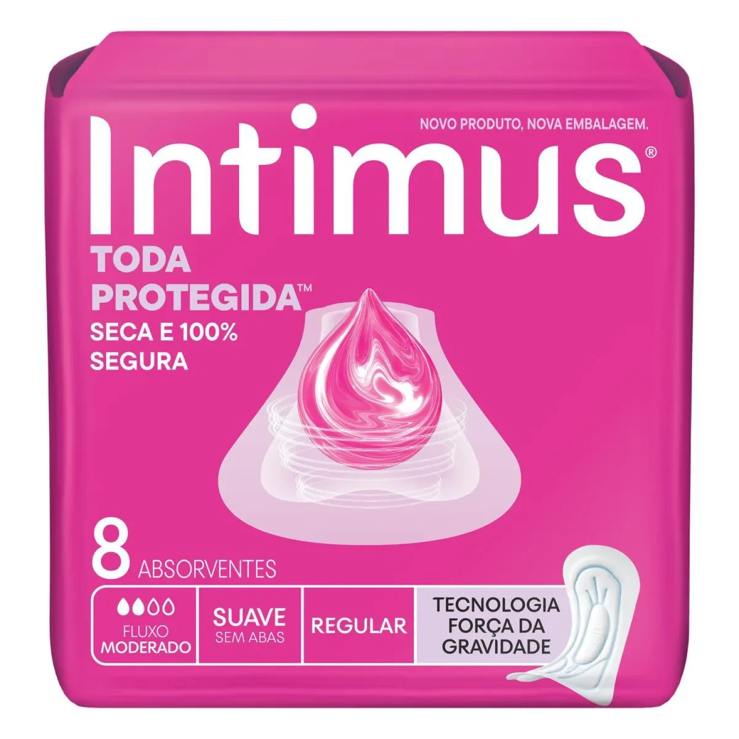 Absorvente Intimus Toda Protegida sem Abas Suave, com 8 unidades (1/1)