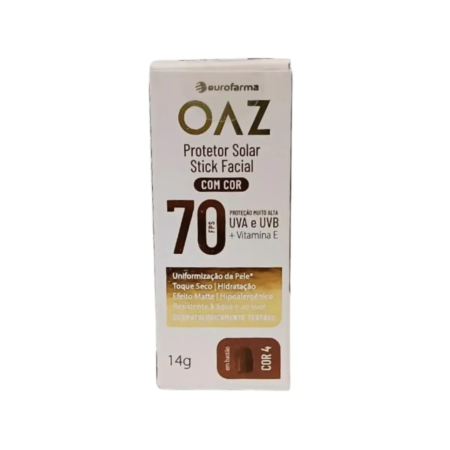 Protetor Solar Facial em Stick Oaz Com Cor FPS 70 Cor 4 14g (1/1)