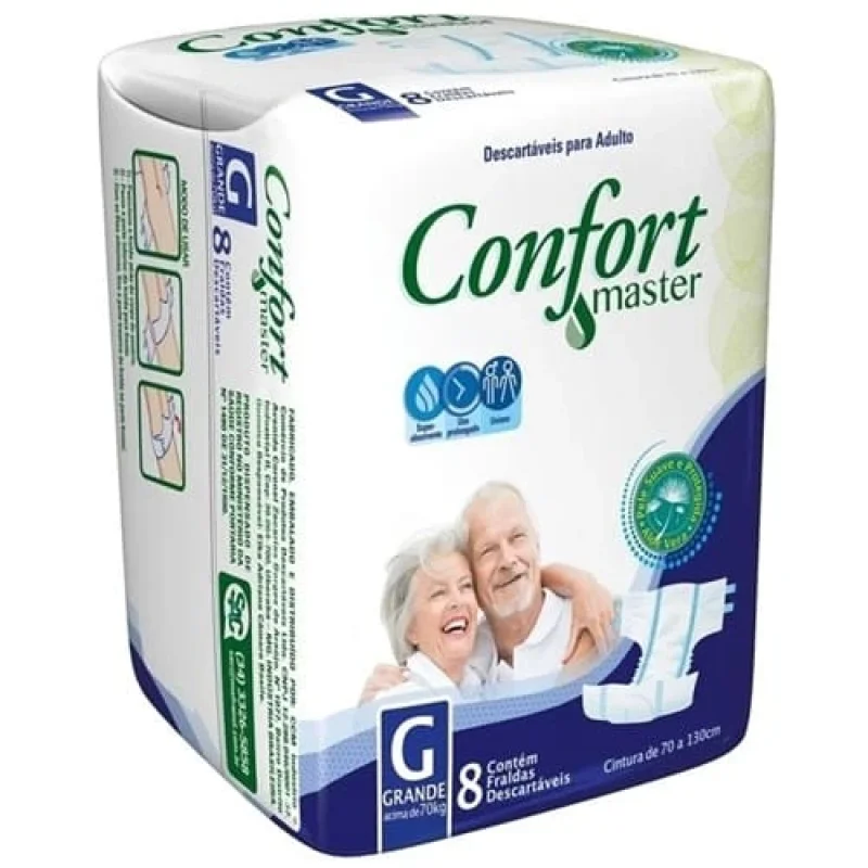 Fralda Geriátrica Confort Master G, pacote com 8 unidades