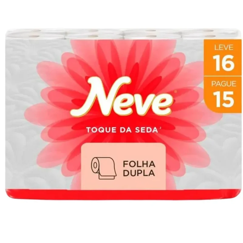 Papel Higiênico Neve Toque de Seda Folha Dupla 30m, com 16 rolos
