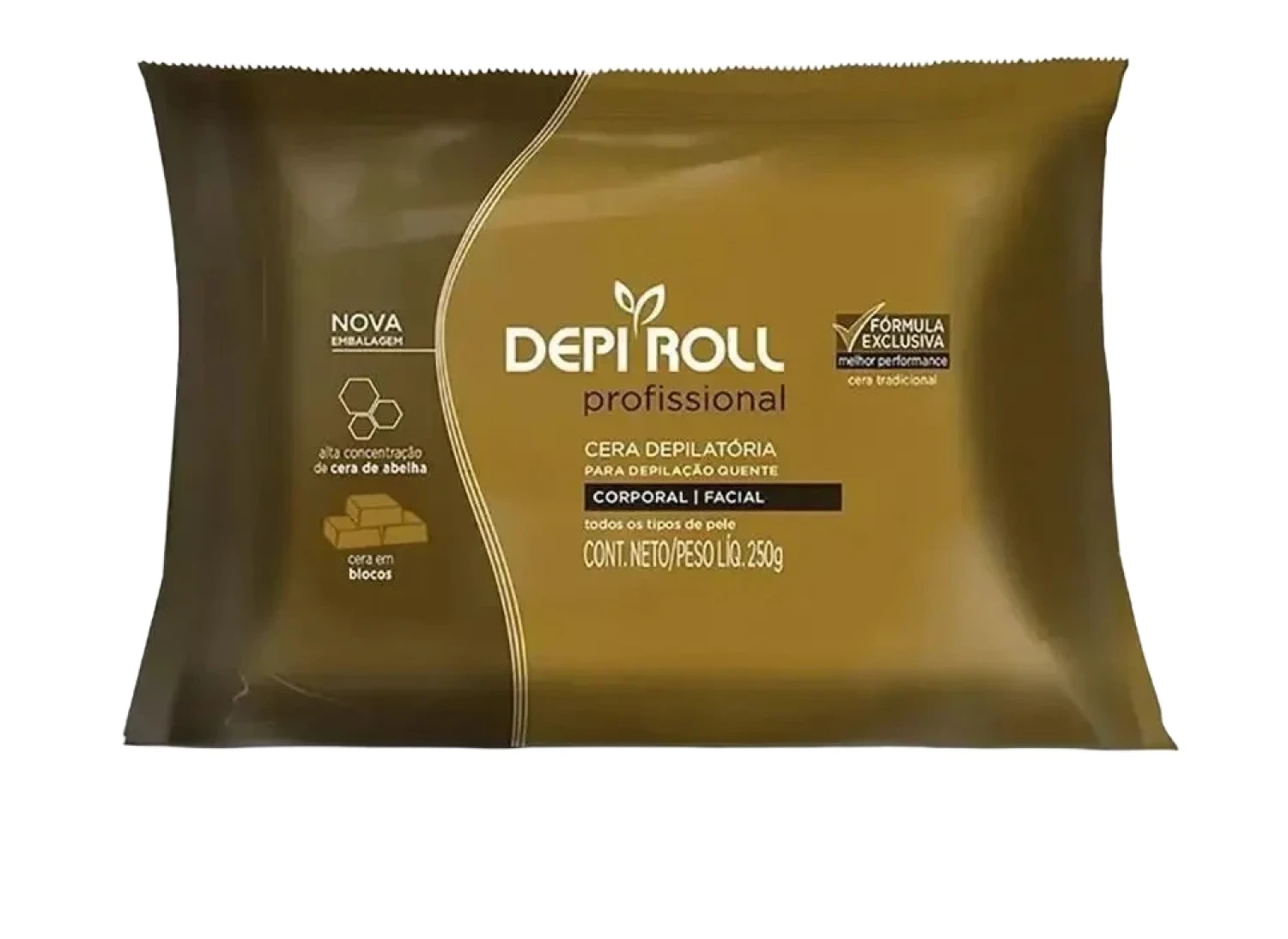 Cera Depilatória Quente Corporal e Facial DepiRoll tradicional, bloco com 250g (1/1)