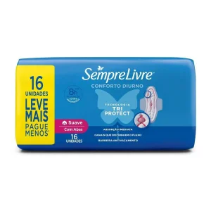 Absorvente Sempre Livre Adapt Plus Suave com Abas, com 16 unidades