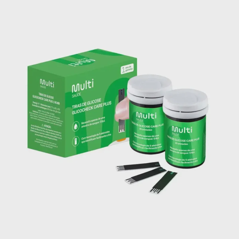 Tiras Reagentes Multi Glicocheck Care Plus HC489, com 50 unidades