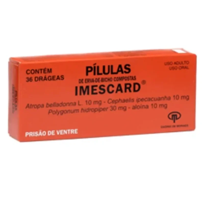 Pílulas Imescard 10mg + 10mg + 10mg + 30mg, caixa com 36 drágeas