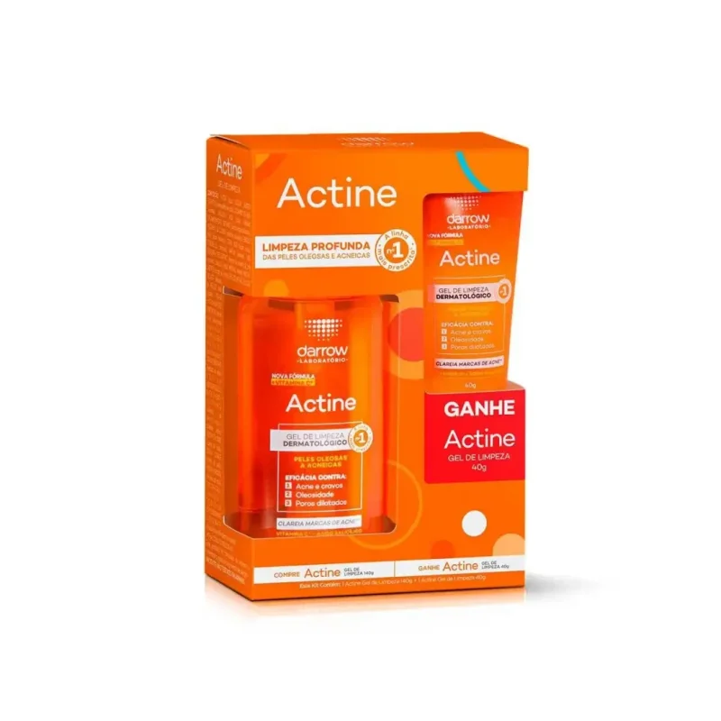 Kit Gel para Limpeza Facial Darrow Actine frasco, 1 unidade com 140g + bisnaga, 1 unidade com 40g