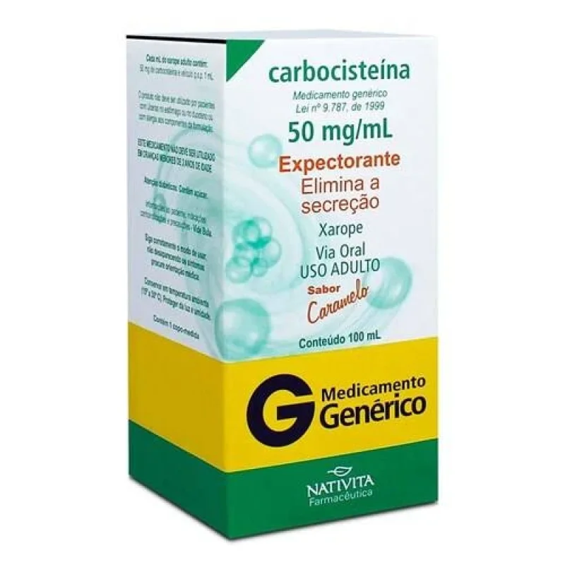 Carbocisteína 50mg/mL Xarope 100mL - Nativita Farmacêutica
