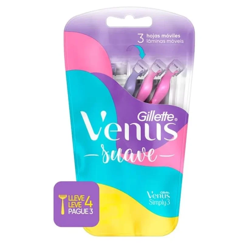 Aparelho de Depilar Gillette Venus Simply3, com 4 unidades