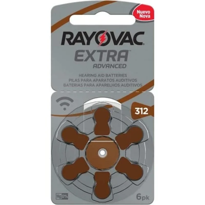 Pilha para Aparelhos Auditivos Rayovac Extra Advanced tamanho 312, 6 unidades