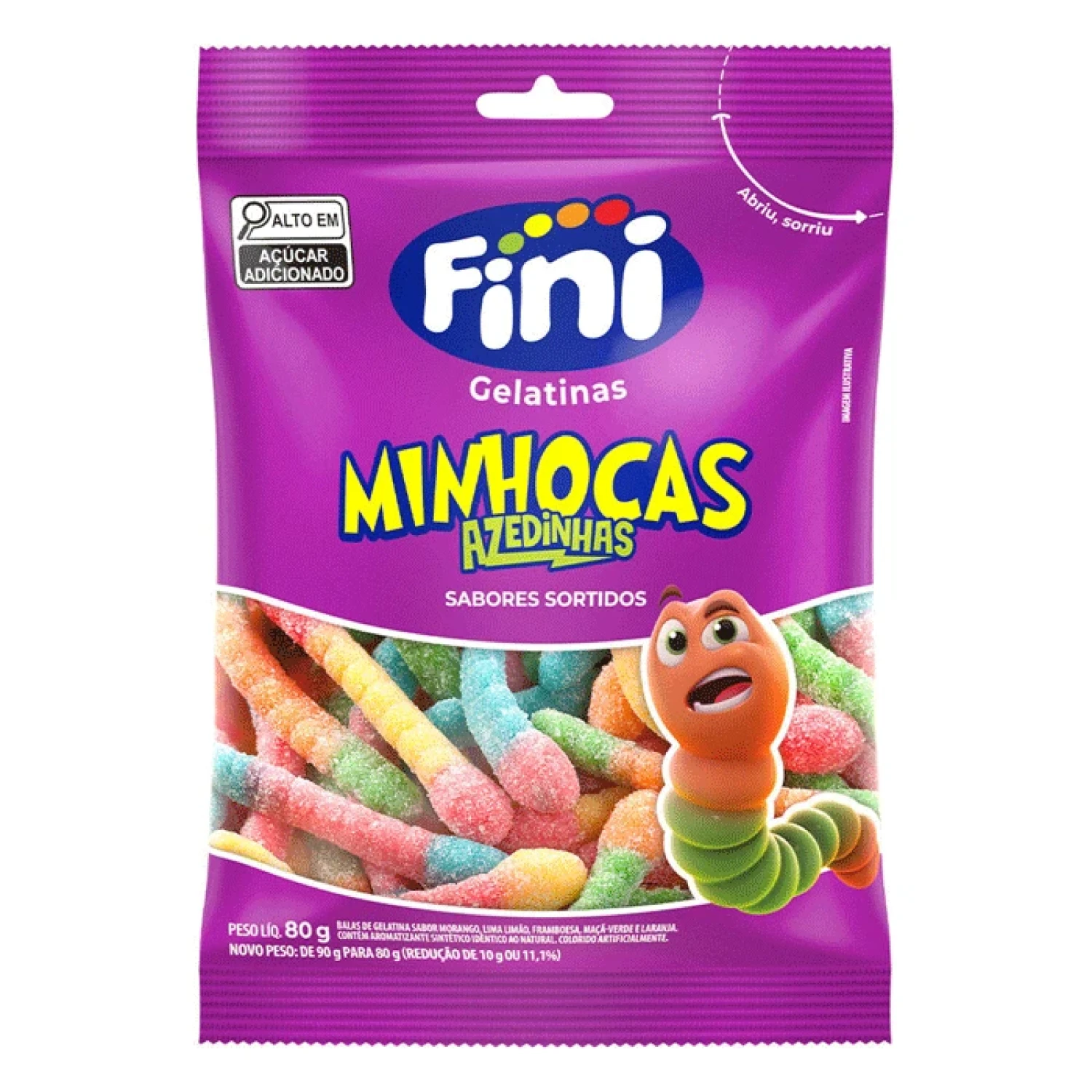 Bala de Gelatina Fini Minhocas Azedinhas 80g (1/1)
