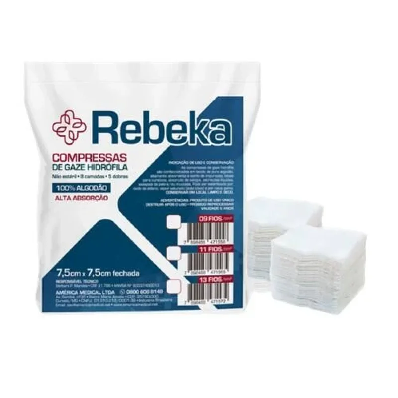 American Medical Basic Rebecca Gaze Não Estéril 13 Fios 7,5cm x 7,5cm 500 Unidades