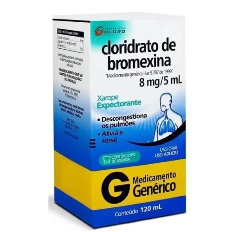 Cloridrato de Bromexina 8mg/5mL Xarope 120ml - Globo Pharma