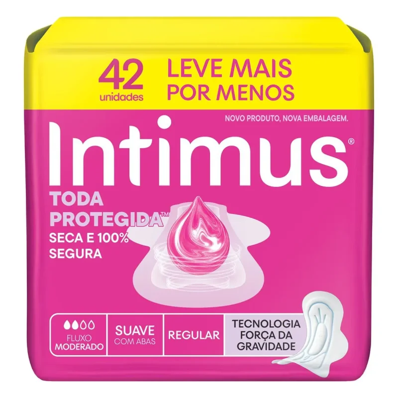 Absorvente Intimus Toda Protegida com Abas Suave, com 42 unidades