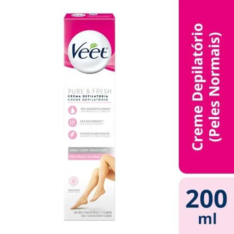 Veet Pure & Fresh Creme Depilatório Corporal Pele Normal 200ml
