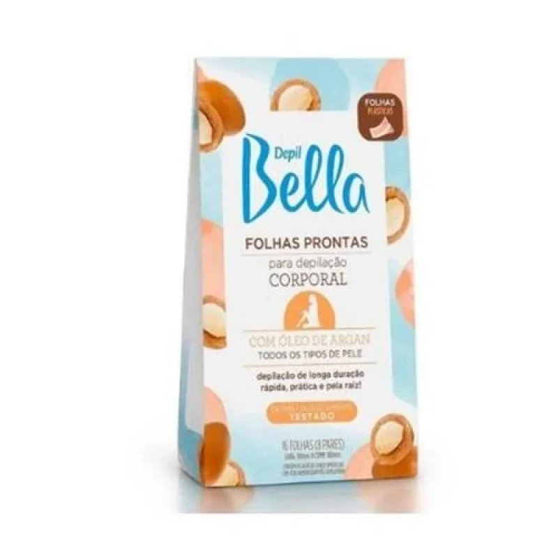 Folha Depilatória Corporal Depil Bella Óleo de Argan, com 16 unidades