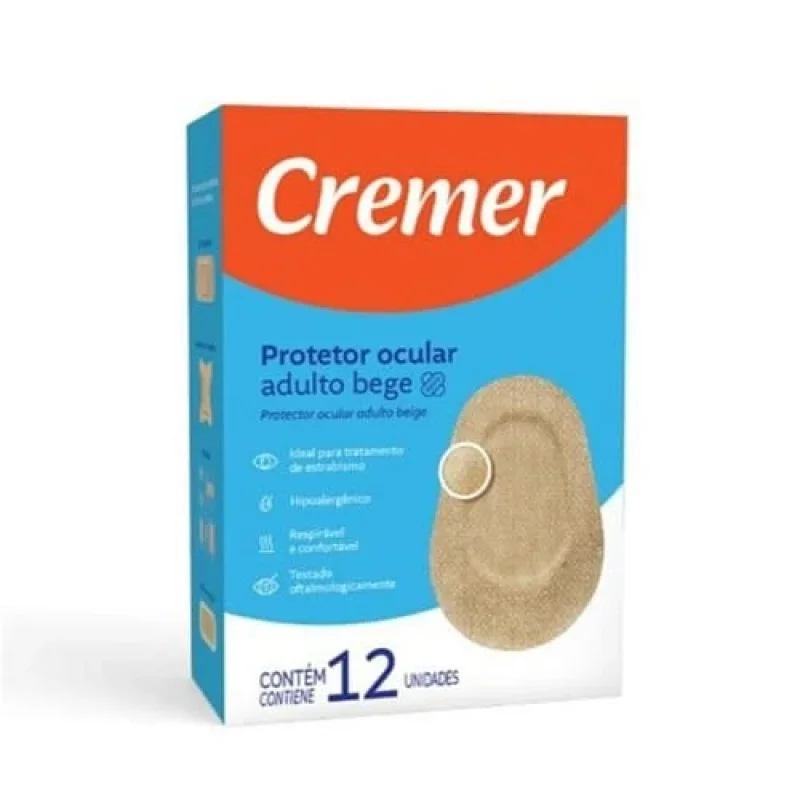 Protetor Ocular Adulto Bege Cremer, com 12 unidades