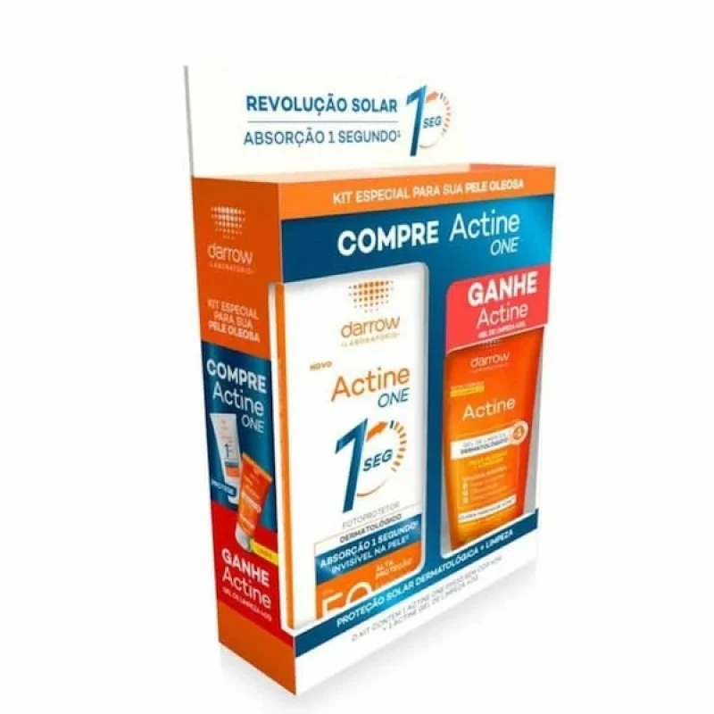 ACTINE Kit Protetor Solar FPS 50 + Sabonete facial Gel de Limpeza