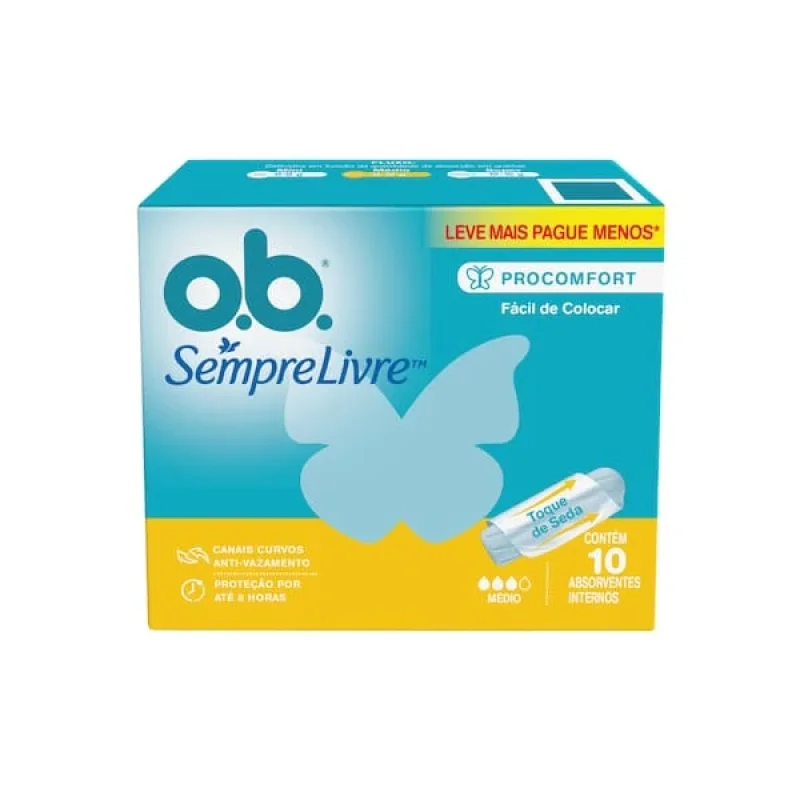 Absorvente Interno O.B. Original médio, leve 10 pague 8 unidades