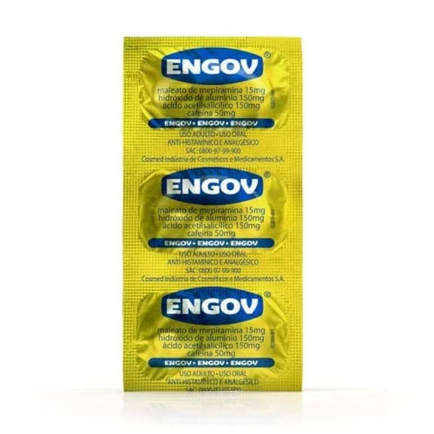 Engov 15mg + 150mg + 150mg + 50mg, com 6 comprimidos (1/1)