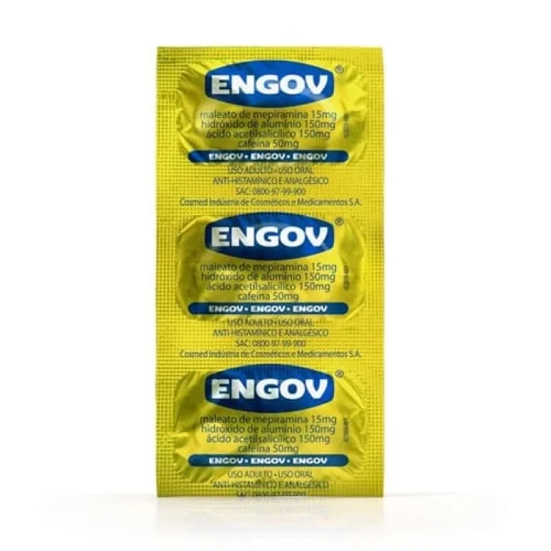 Engov 15mg + 150mg + 150mg + 50mg, com 6 comprimidos