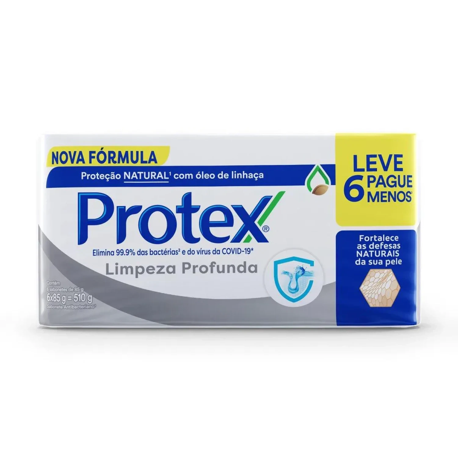 Kit Sabonete Protex Limpeza Profunda, com 6 unidades de 85g (1/1)