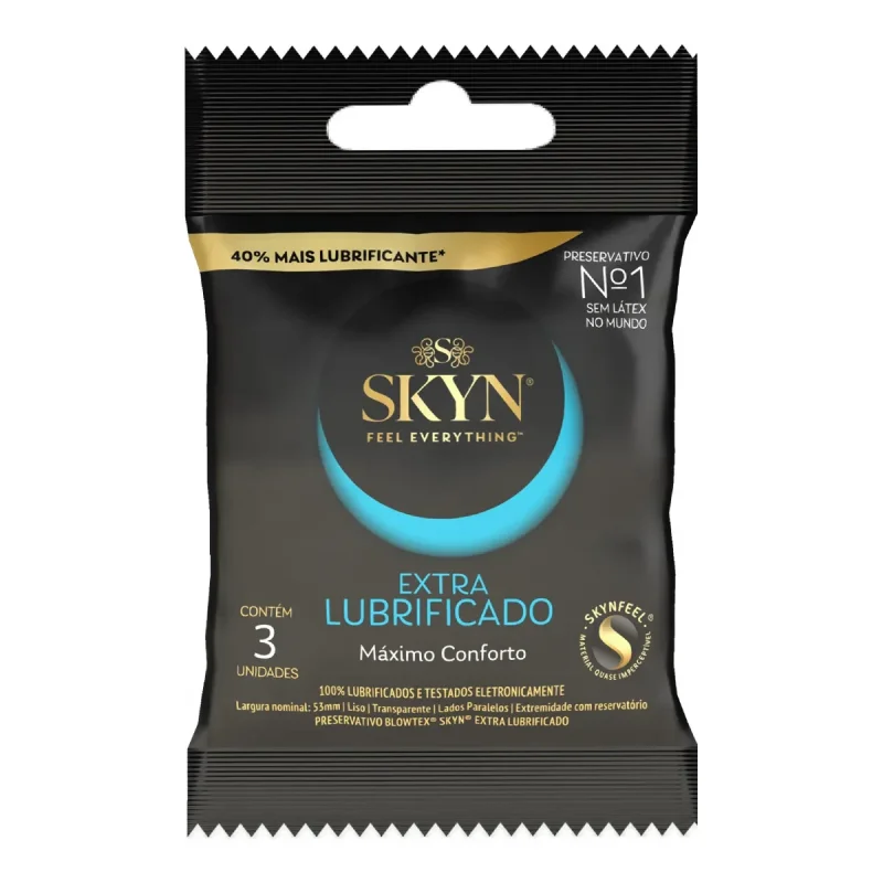 Preservativo Skyn Extra Lubrificado, com 3 unidades