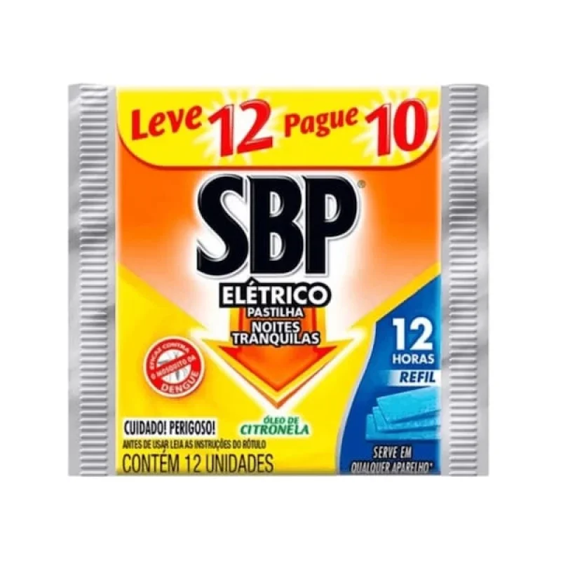 Repelente Elétrico SBP Pastilha Citronela, com 12 unidades