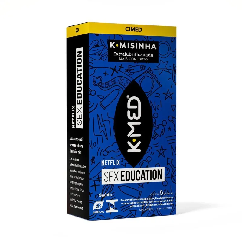 Preservativo K-Med K-Misinha Netflix Sex Education Extralubrificado, com 8 unidades