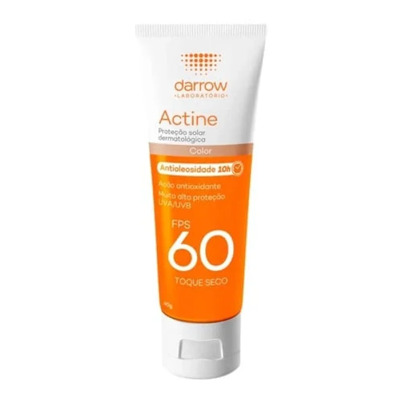 Actine Protetor Solar Facial Antioleosidade FPS 60 Com Cor Toque Seco 40g