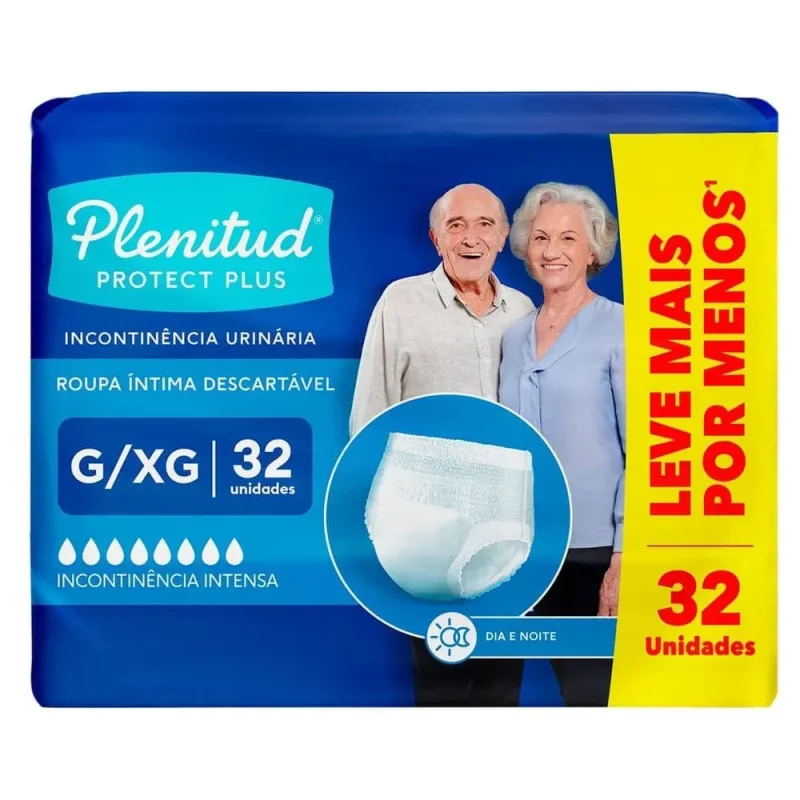 Roupa Íntima Descartável Plenitud Plus Fit Mulher G/XG, pacote com 32 unidades