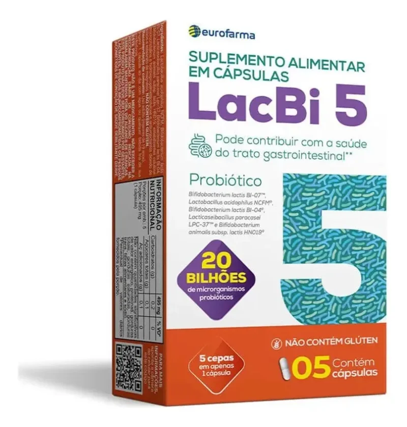 LACBI-5 Probiótico 20 Bilhões UFC 5 Cápsulas