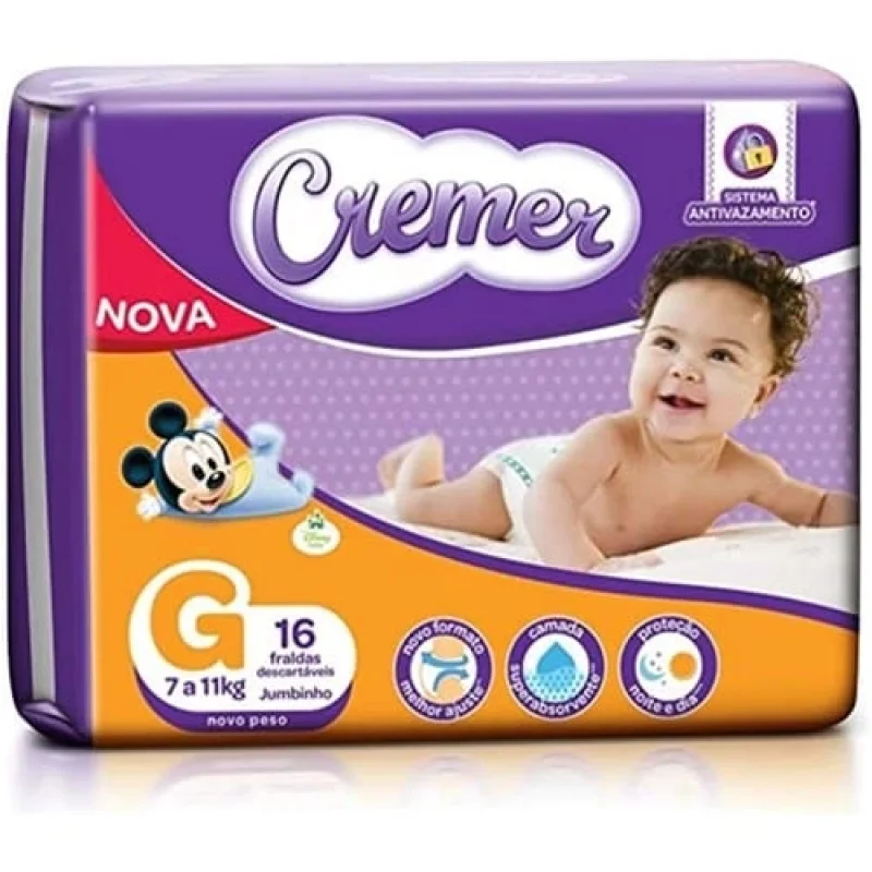 Fralda Cremer Disney Baby Jumbinho G, com 16 unidades