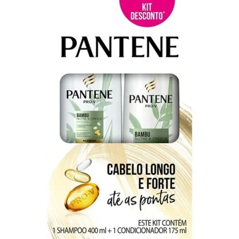 Kit shampoo, 1 unidade com 400mL e condicionador, 1 unidade com 175mL Pantene Pro-V Bambu Nutre & Cresce