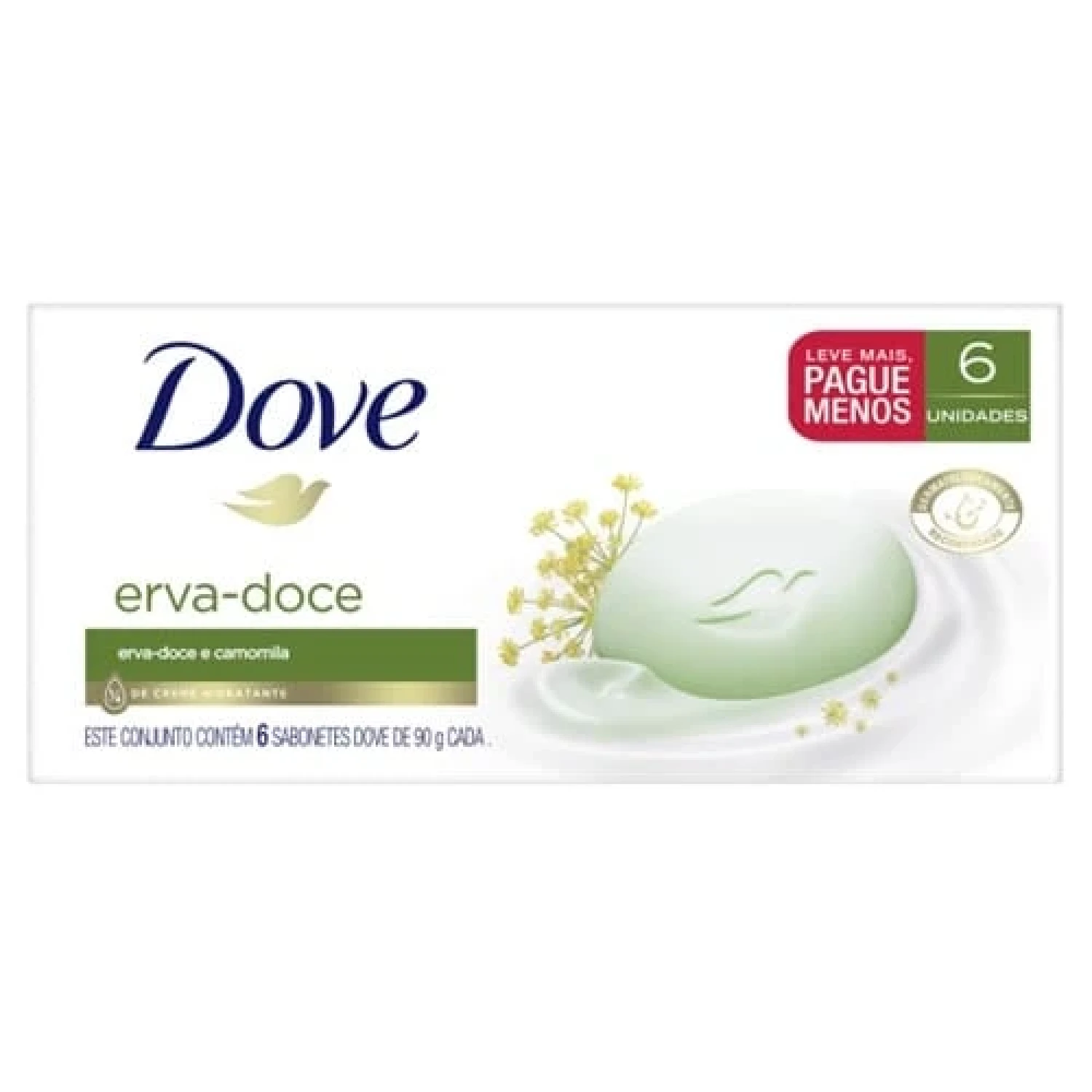 Sabonete Dove Erva-Doce e Camomila 90g, com 6 unidades (1/1)