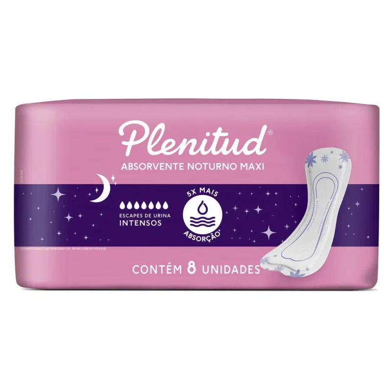 Absorvente Noturno Plenitud Femme, com 8 unidades