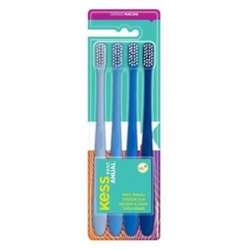 Escova Dental Kess Combo Anual sortido, 4 unidades