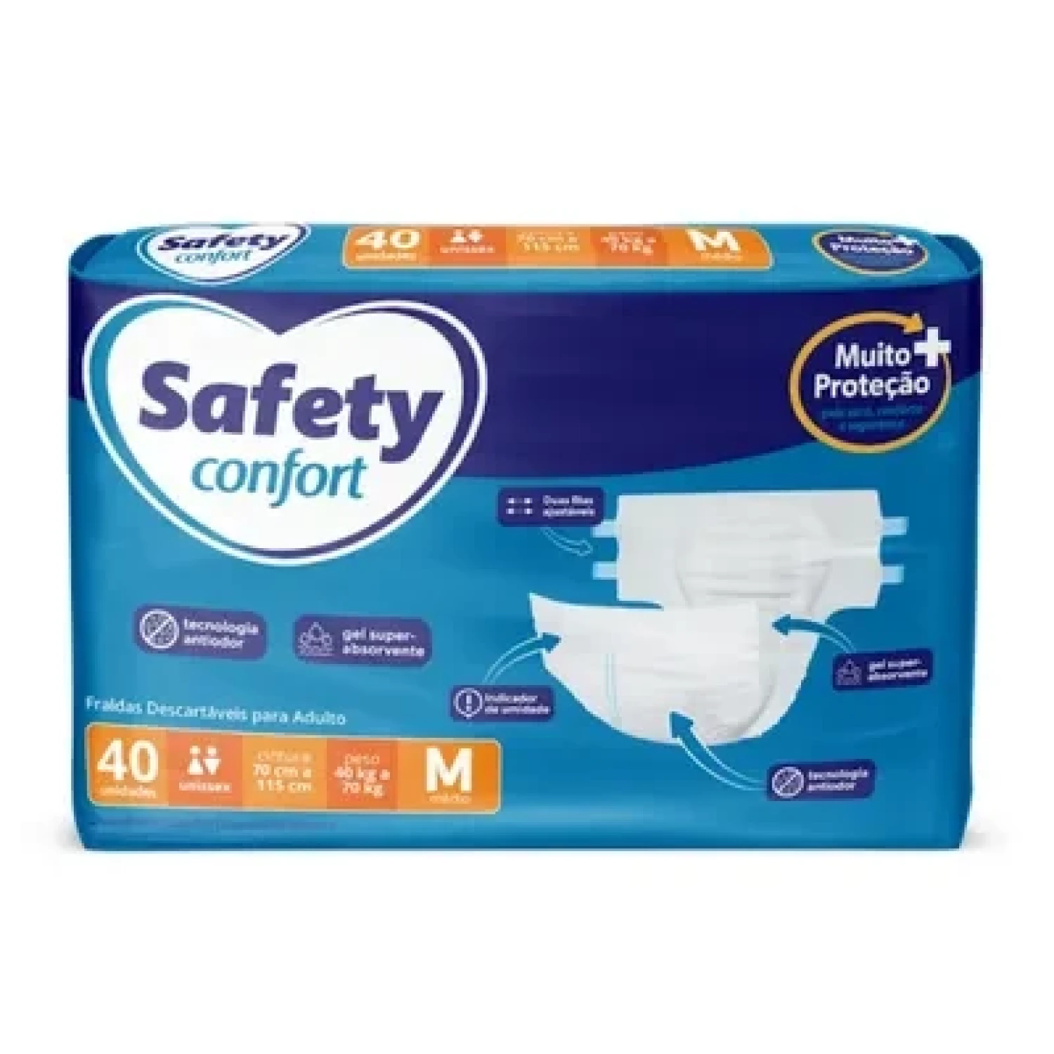 Fralda Geriátrica Safety Confort M, pacote com 40 unidades (1/1)
