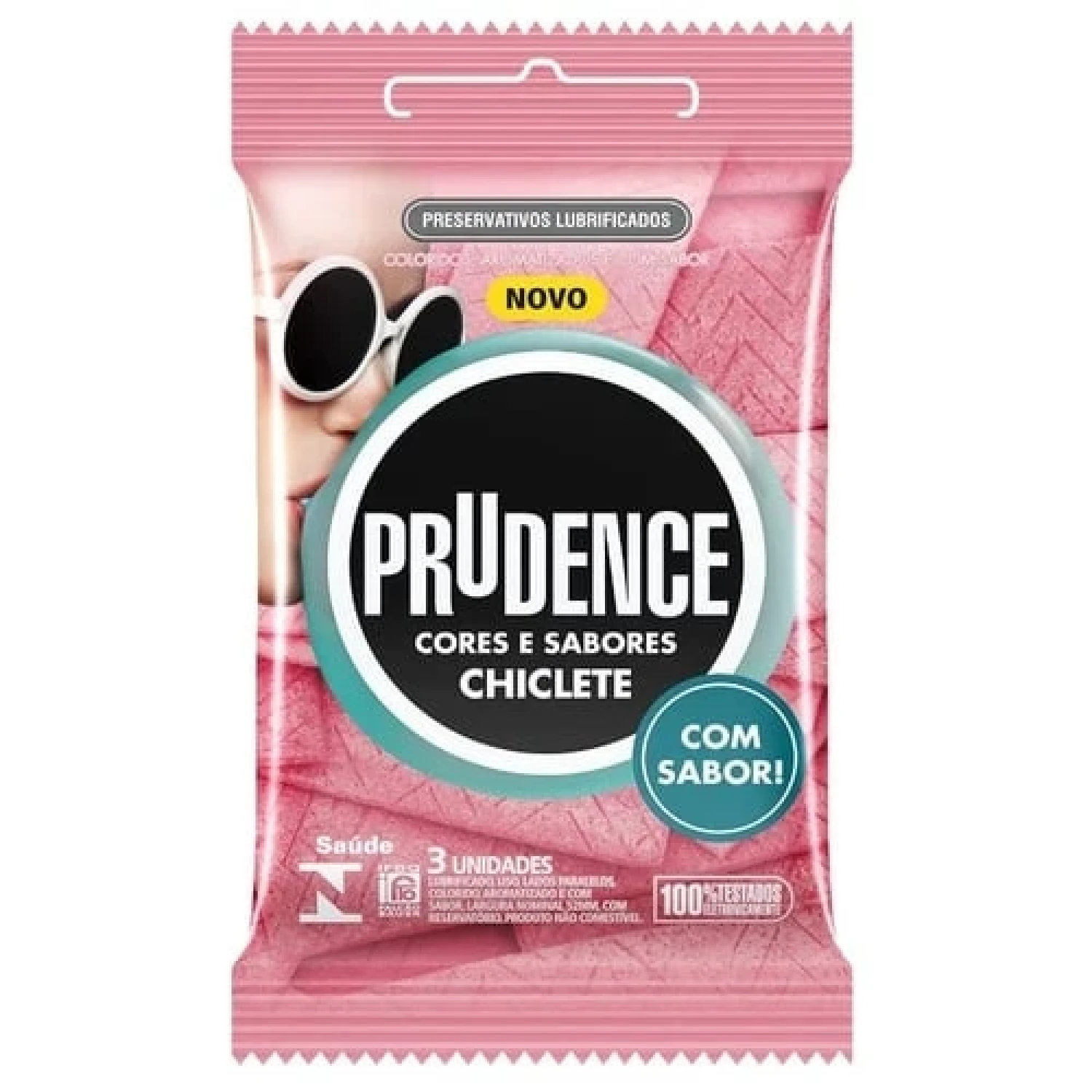 Preservativo Prudence Cores e Sabores Chiclete, com 3 unidades (1/1)