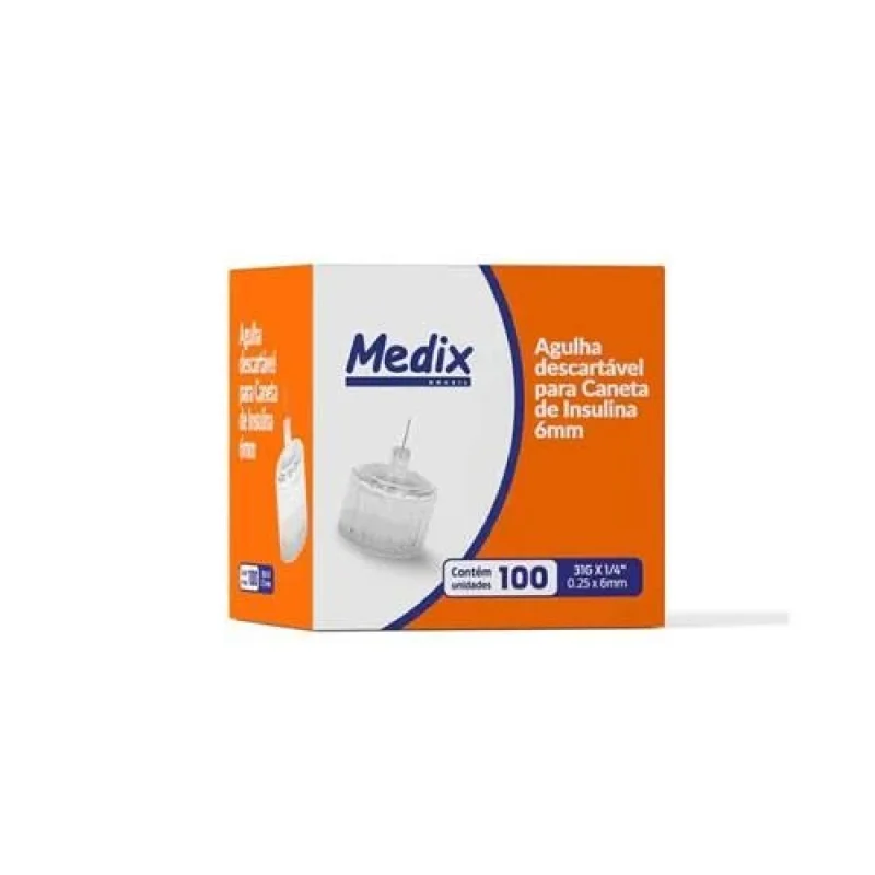 Agulha para Caneta de Insulina Medix 31G 6mm, com 100 unidades