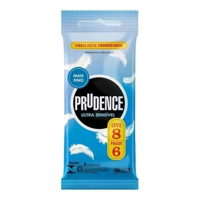 Preservativo Prudence Ultra Sensível, com 8 unidades