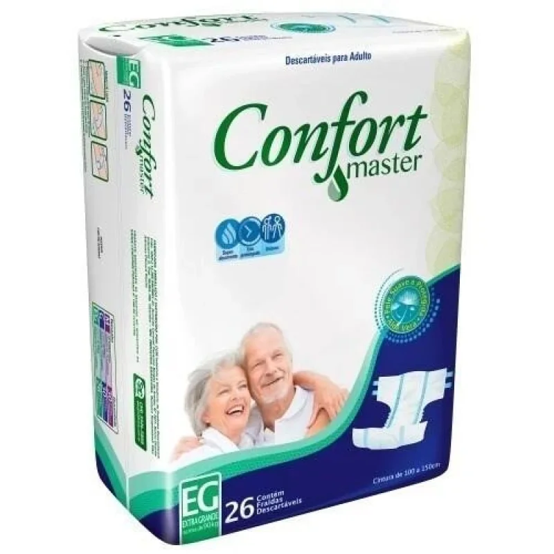 Fralda Geriátrica Confort Master EG, pacote com 26 unidades