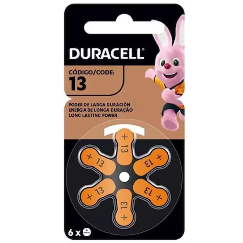 Pilha para Aparelhos Auditivos Duracell 13, com 6 unidades