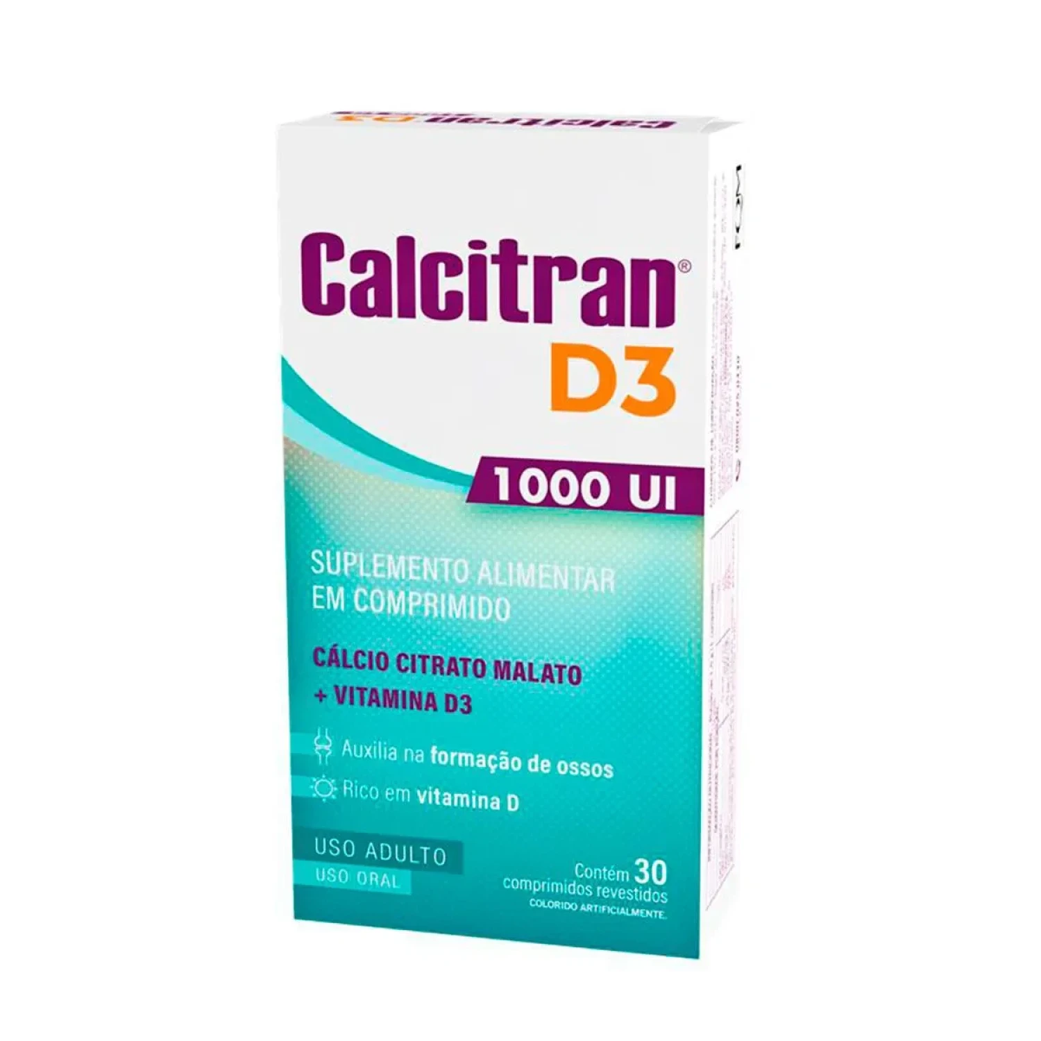 Calcitran D3 1.000UI, com 30 comprimidos revestidos (1/1)