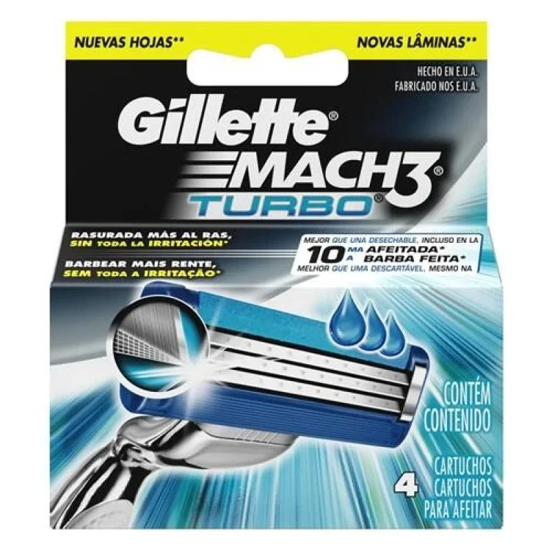 Carga Gillette Mach3 Turbo, com 4 unidades