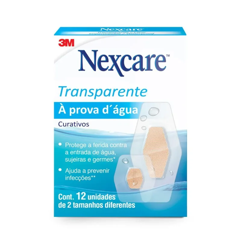 Curativo Adesivo Nexcare À Prova d'Água Sortido, com 12 unidades