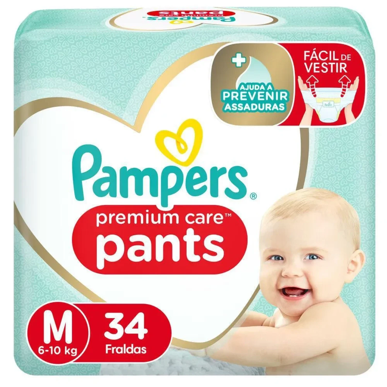 Fralda Pampers Premium Care Pants M, com 34 unidades (1/1)