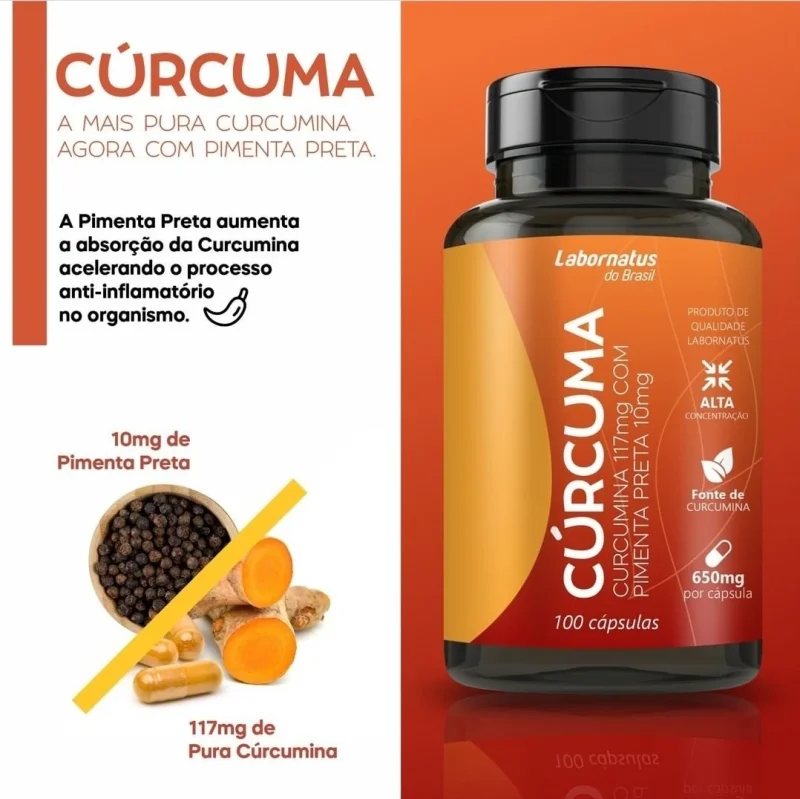 Cúrcuma com Pimenta Preta Labornatus 650mg, com 100 cápsulas