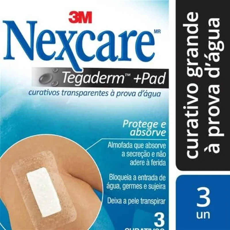Curativo Nexcare Tegaderm à Prova d'Água com Pad, com 3 unidades