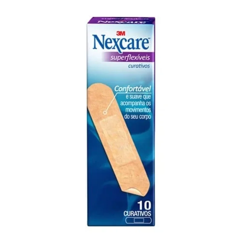 Curativo Adesivo Nexcare Superflexível, com 10 unidades