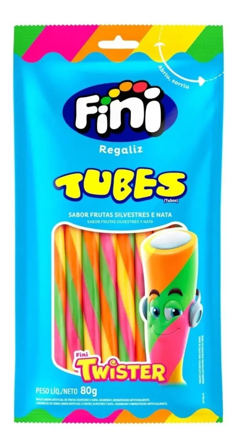 Bala de Gelatina Fini Tubes Twister 80g